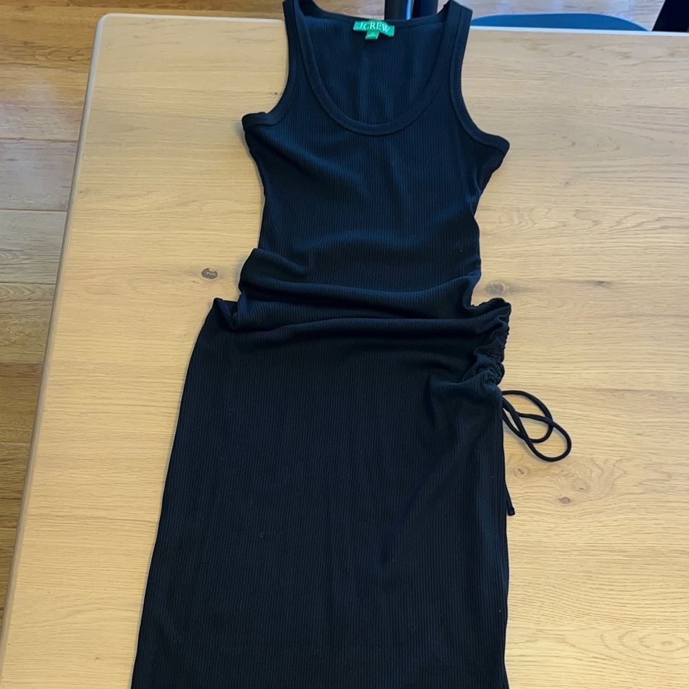 J. Crew Black Vintage Rib Ruched Midi Dress - Picture 5 of 7